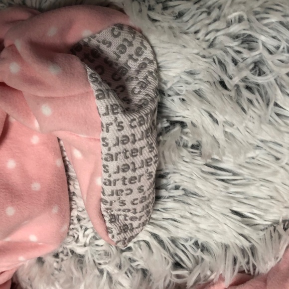 Carter’s pink polka dot owl footie - Picture 2 of 6